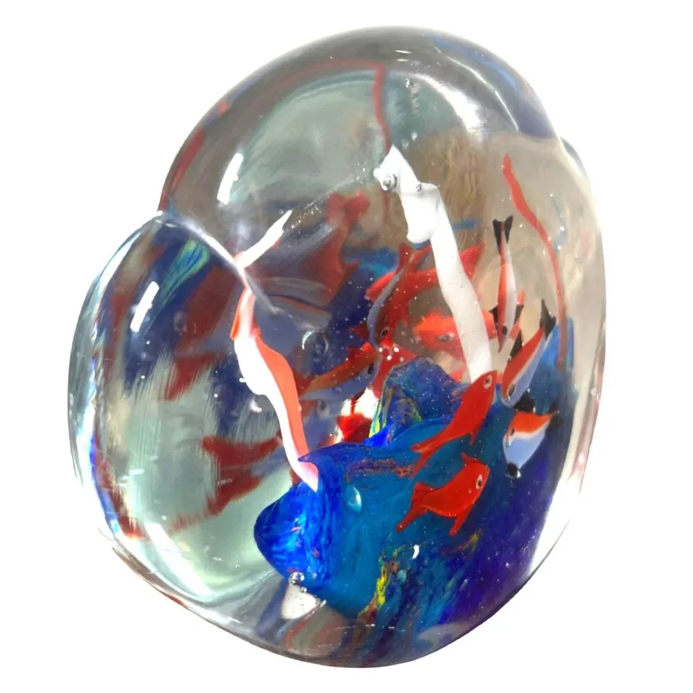 Art Glass Fish Aquarium Paperweight Sculpture Murano Style 5.5